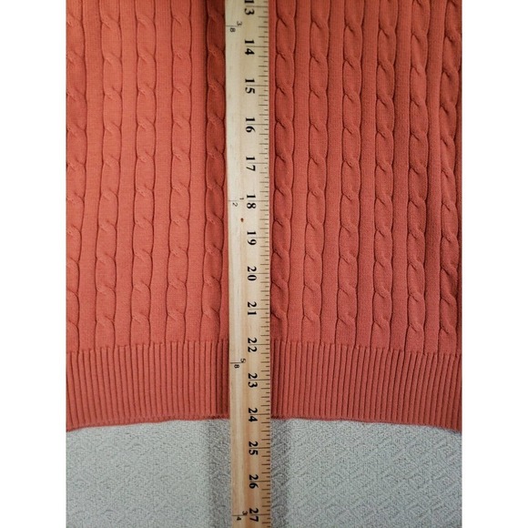 Willi Smith Sweater Medium Orange Mock Neck Long Sleeve Cable Knit Pullover - Picture 3 of 9